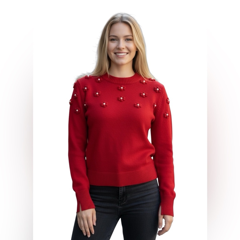 Wool Alashan Pearl-Embellished comfort career cozy core holiday Sweater